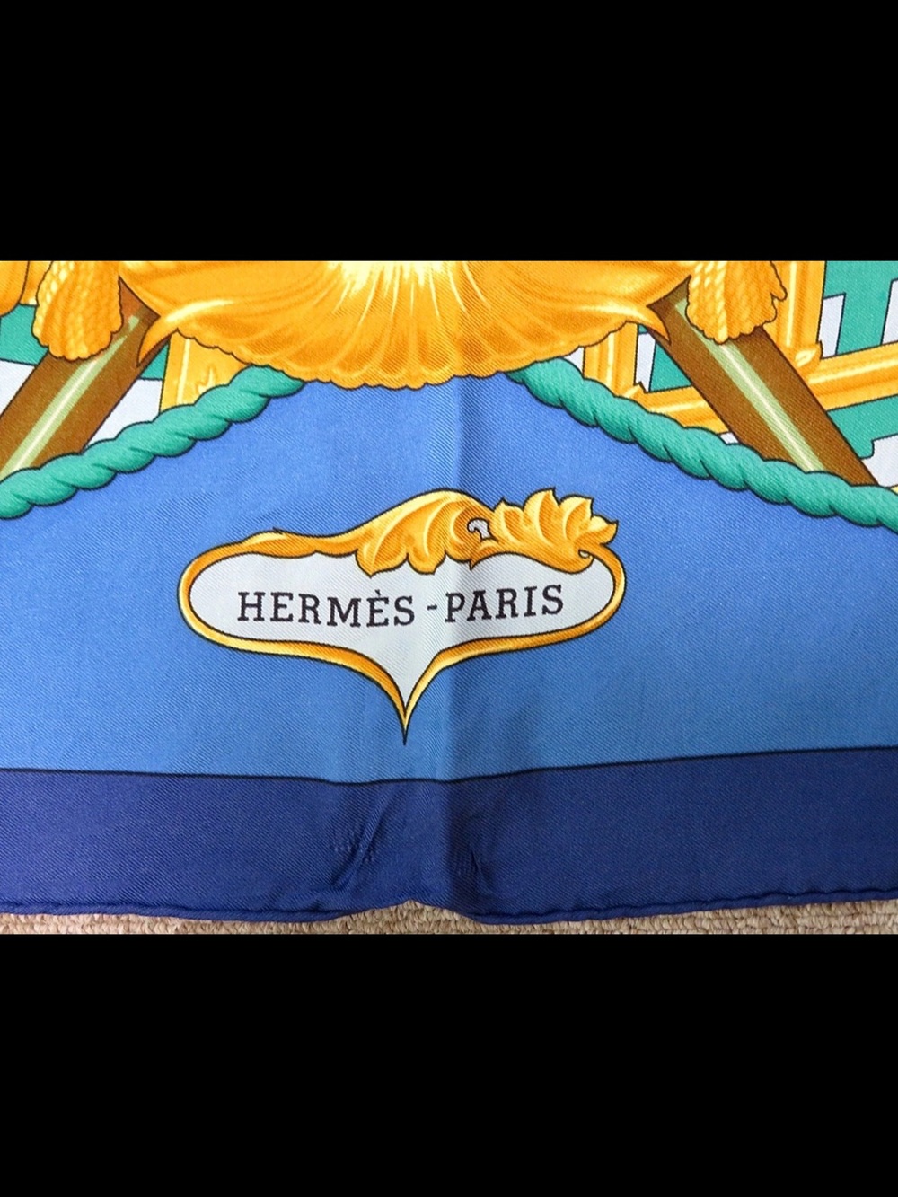 Hermes Blue White Gold Nautical Silk Scarf - Picture 7 of 12